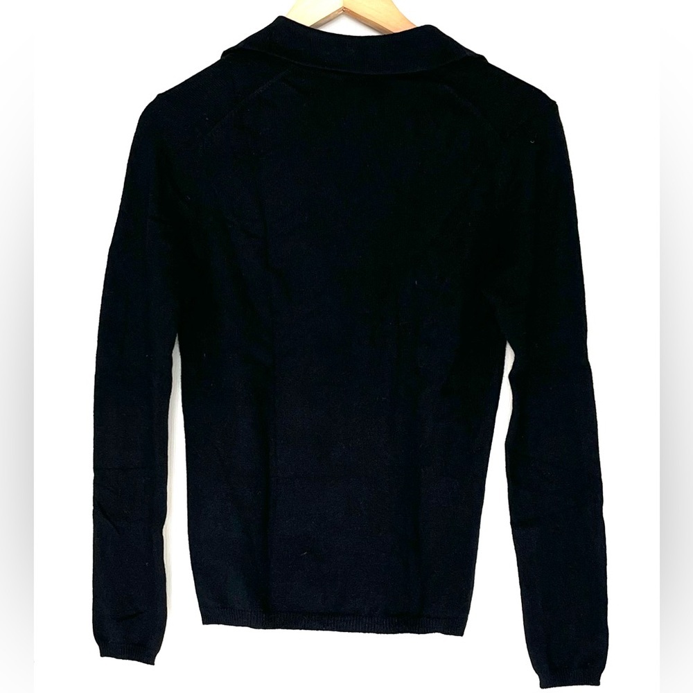 Charter Club Black 100% Cashmere Collared V-Neck Size S Pullover Knit Soft Cozy - Picture 3 of 9
